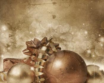 Royalty Free Photo of Christmas Decorations on a Grunge Background