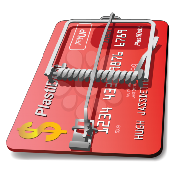 Royalty Free Clipart Image of a Credit Card Mousetrap