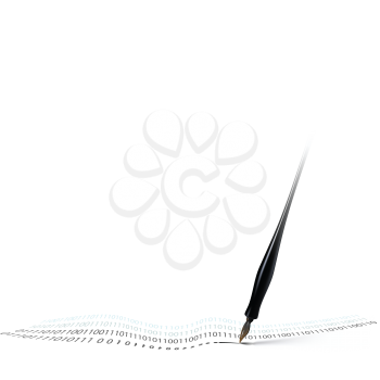 Royalty Free Clipart Image of a Pen Writing Code