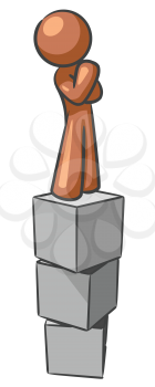 Royalty Free Clipart Image of a Person on Blocks Thinking