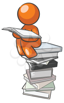 Royalty Free Clipart Image of a Person Sitting on a Stack of Books