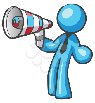 Royalty Free Clipart Image of a Guy With a Megaphone