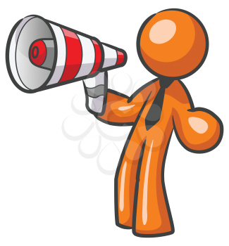 Royalty Free Clipart Image of a Guy With a Megaphone