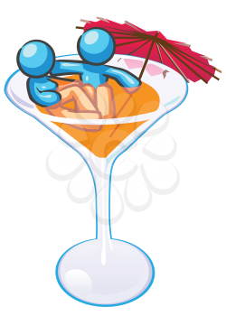 Royalty Free Clipart Image of a Couple in a Martini Glass