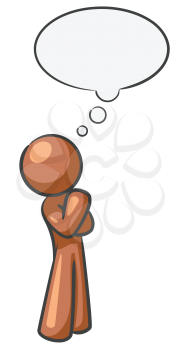 Royalty Free Clipart Image of a Brown Guy With a Thought Bubble
