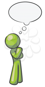 Royalty Free Clipart Image of a Yellow Guy With a Bubble