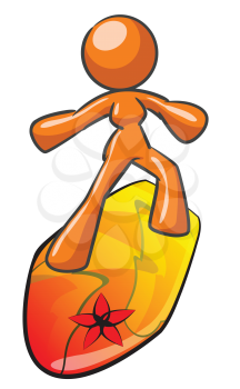 Royalty Free Clipart Image of a Woman Surfing