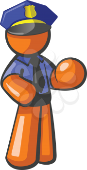 Orange person police officer, posed and ready to enforce law. His hands are positioned so as to be holding a sign, a criminal, a night stick, or anything you may wish to use as a prop with this cute l