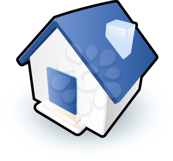 A blue house icon to signify homepages on a website, or simply to serve as a cute house image.