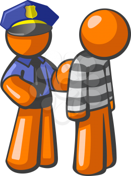 Orange person police man catching a robber. General concept in law, security, piracy, and general justice.