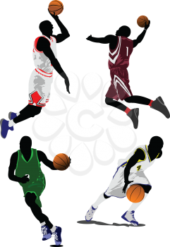 Royalty Free Clipart Image of Basketball Players