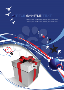 Royalty Free Clipart Image of Gift Box on a Blue Background