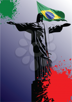 Royalty Free Clipart Image of a Religious Image With a Brazilian Flag