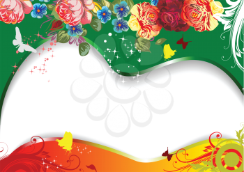 Royalty Free Clipart Image of a Flower and Butterfly Background