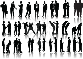 Royalty Free Clipart Image of Forty Businessmen Silhouette