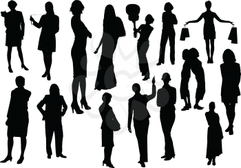 Royalty Free Clipart Image of Female Silhouettes