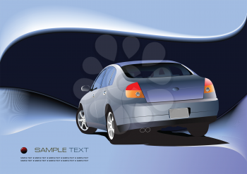 Royalty Free Clipart Image of a Blue Background With a Blue Car
