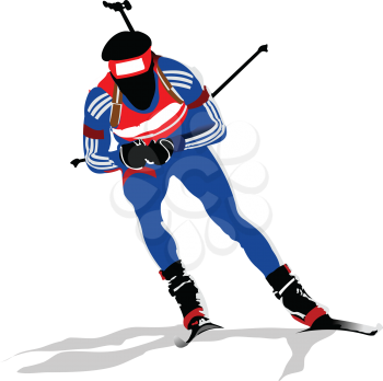 Royalty Free Clipart Image of a Biathlon Athlete