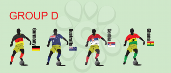 Royalty Free Clipart Image of a Group of Four Soccer Players