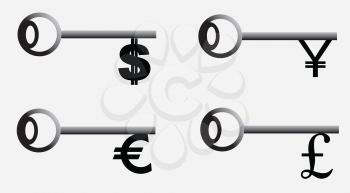 Royalty Free Clipart Image of a Set of Money Key Icons