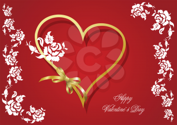 Royalty Free Clipart Image of a Valentine Heart With a Rose Border