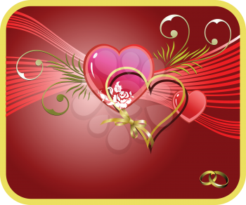 Royalty Free Clipart Image of a Red Card With Hearts