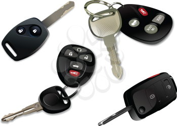Royalty Free Clipart Image of Four Car Keys