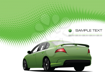 Royalty Free Clipart Image of a Green Background With Car
