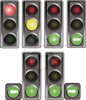 Royalty Free Clipart Image of a Set of Traffic Lights