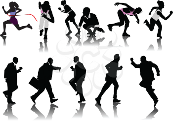 Royalty Free Clipart Image of a Set of Running Silhouettes