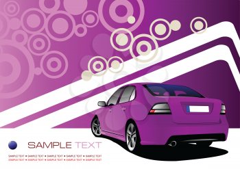 Purple business background with luxury car image. Vector illustration