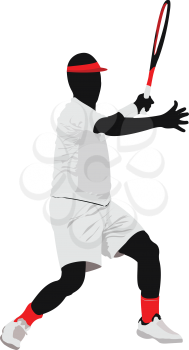 Tennis player. Colored Vector illustration for designers

