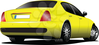 Yellow Car sedan on the road. Vector illustration
