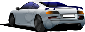 Light-blue car-coupe on the road. Vector illustration