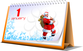 Vector illustration of desk calendar. 1 january. New Year