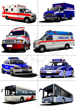 Set of municipal transport images. Vector illustration