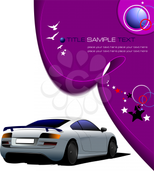 Purple business background with blue-gray car image. Vector illustration