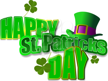 Vector of green hats and shamrocks for St. Patrick's Day