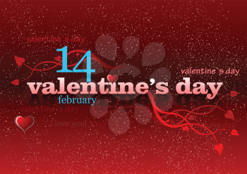 Valentine`s Day red background. 14 February. vector illustration