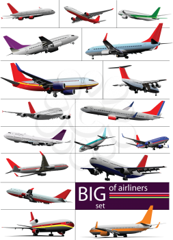 Big set 0f  Airliners. Vector illustration