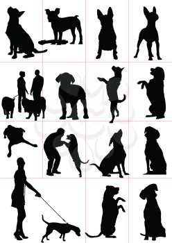 Set of dogs silhouette. Vector illustrationv