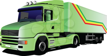 Vector illustration of green  truck