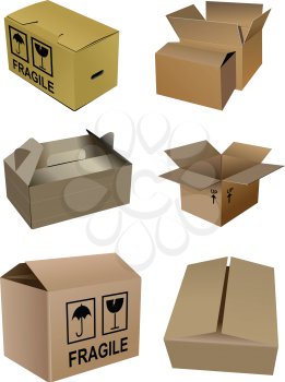 Set of carton boxes isolated over a white background