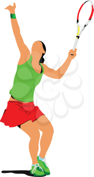 Tennis player. Colored Vector illustration for designers