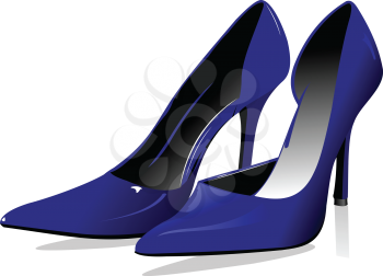 Fashion woman blue shoes. Vector illustration