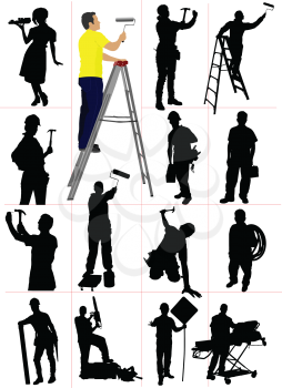 Workers  silhouettes. Man and woman. Vector illustration