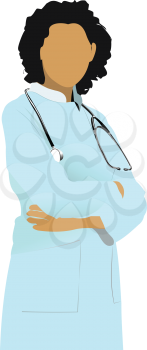 Medical doctor with stethoscope on white  background. Vector illustration