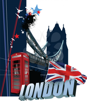 Cover for brochure with London images. Vector illustration