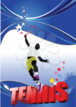 Tennis player poster. Colored Vector illustration for designers