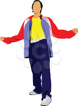 Young man in a tracksuit. Vector illustration on white background